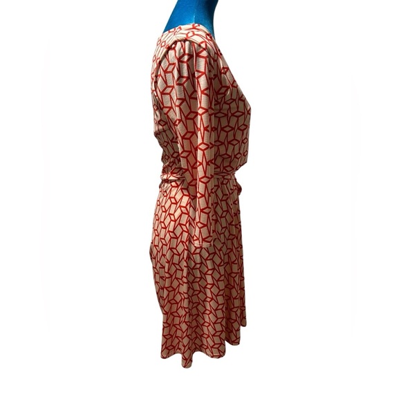 41 Hawthorn red geometric stretchy wrap dress 3/4 sleeves size small - Picture 6 of 7